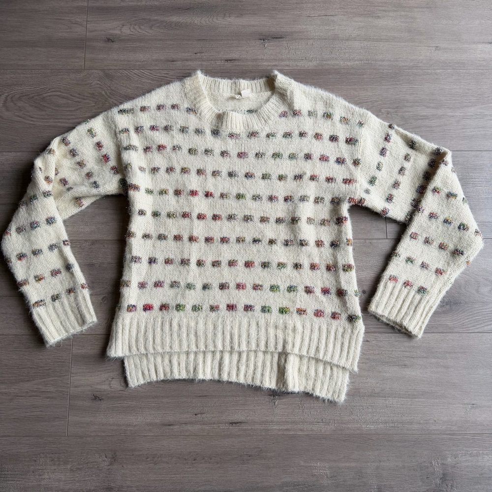 Moth - Anthropologie - Silver Tinsel Multicolor Yarn Sweater - size large